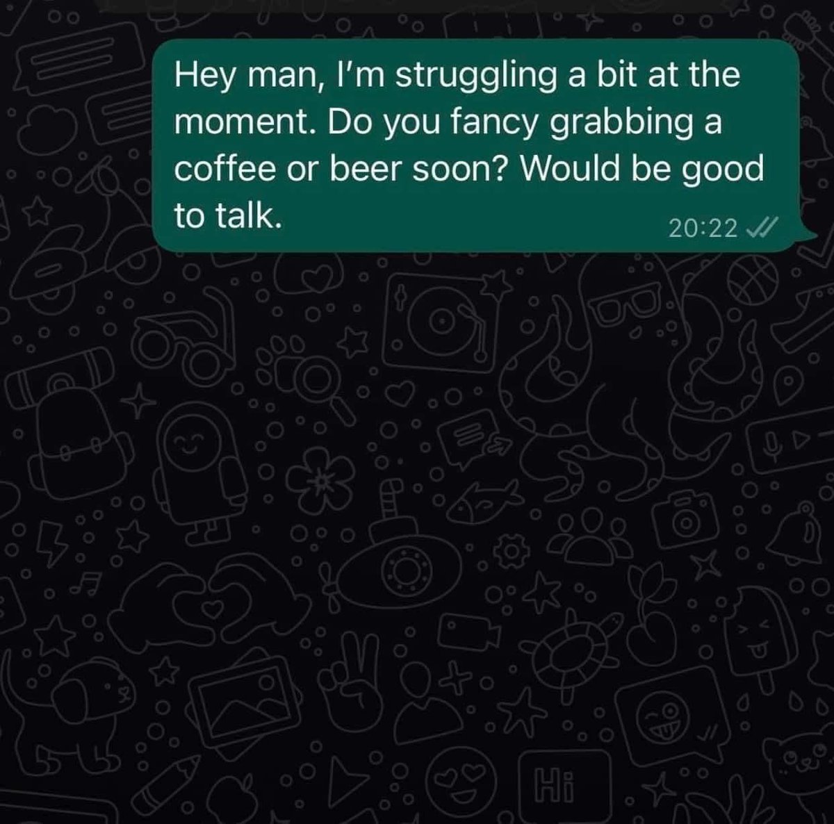 5640Wellbeing's tweet photo. Dont EVER Be ashamed to send a message like this. Friends are friends for a reason - and if they’re a true mate, they’ll listen and support you through the tough times 💛 
If you ever get a message like this from a mate, please be there for them https://t.co/RiFWDt4Pi3