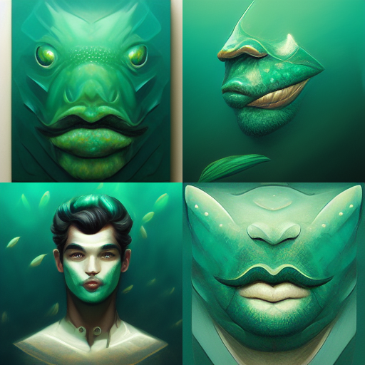 Hisato駄カンパニーstaff Aiが言葉から絵を自動生成する Midjourney が流行ってるのでやってみました Emerald Green Half Fish Man With Chunky Lips エメラルドグリーン色の唇が厚い半魚人 T Co 0hltkiktoh Twitter