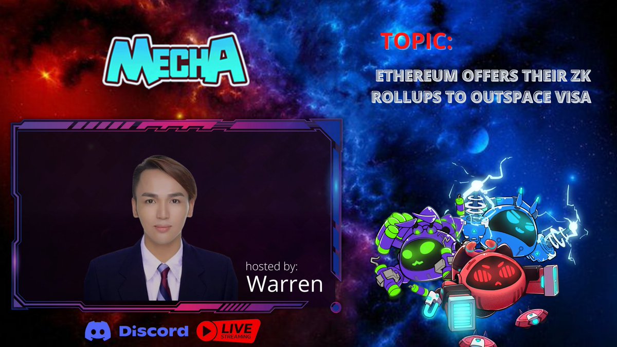 MechaInfinity's tweet photo. 10 minutes of Crypto with Warren starts at 10am.
LISTEN HERE; https://t.co/SnvZuE2aiZ
See you there Mechan's
#MechaInfinity #PlayToEarn #Gamefi #Metaverse #NFT #P2E #cryptocurrency https://t.co/qDDuYhn4w7