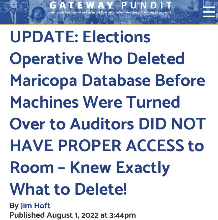 “The elections operative who deleted the Maricopa County elections database before equipment was turned over to auditors has been identified.”

His name is Brian Ramirez, and he didn’t have proper access to the server room—yet he allegedly knew exactly what database to delete.
