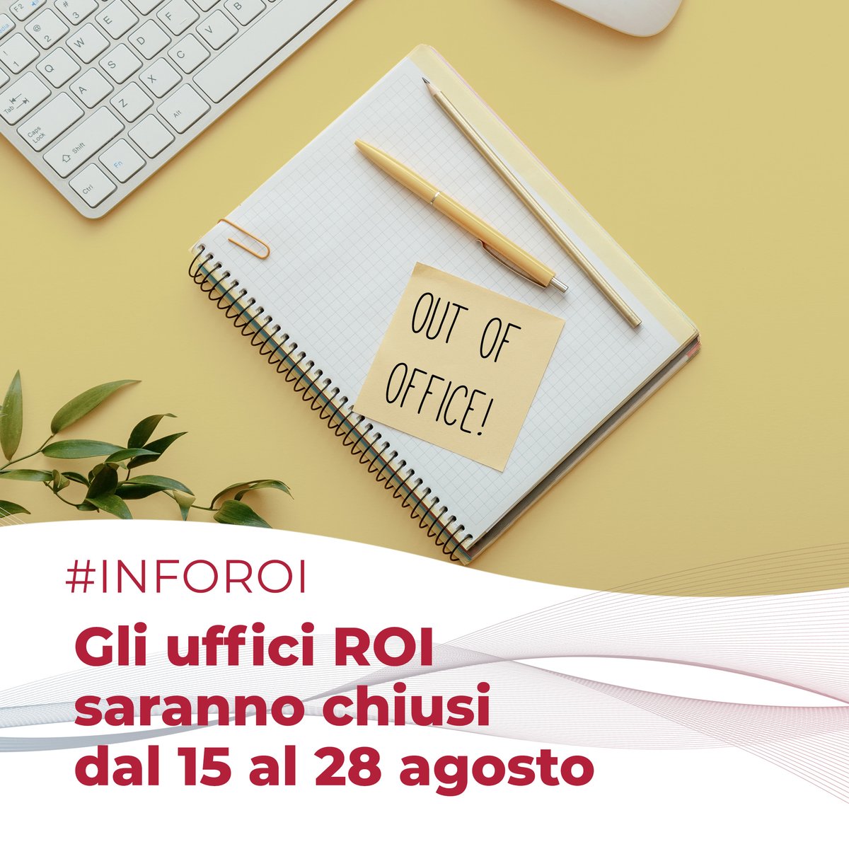 ROI_Osteopati's tweet photo. #INFOROI
Vi segnaliamo che gli uffici #ROI saranno chiusi dal 15 al 28 agosto.
Inoltre, se avete necessità di contattarci
✅ dal 29 agosto al 4 settembre sarà attiva la segreteria, anche per i servizi della tesoreria ai seguenti contatti: +39 02 48199758 | segreteria@roi.it https://t.co/GWzN6cZLKP