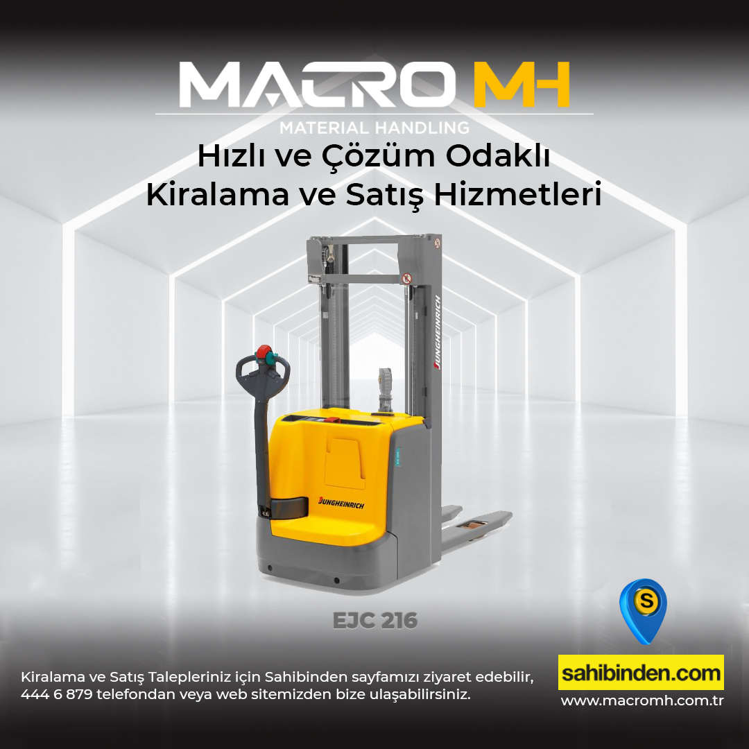 Bu hafta Sahibinden sayfamızda #EJC216 vitrinde!
&gt;&gt;macromh.sahibinden.com

Tüm Türkiye için sektör ayırt etmeksizin istifleme çözümleri sunuyoruz. #istif #forklift #istifleme #depolama #taşıma #işmakinası #filokiralama #macromh #materialhandling #transpalet #reachtruck