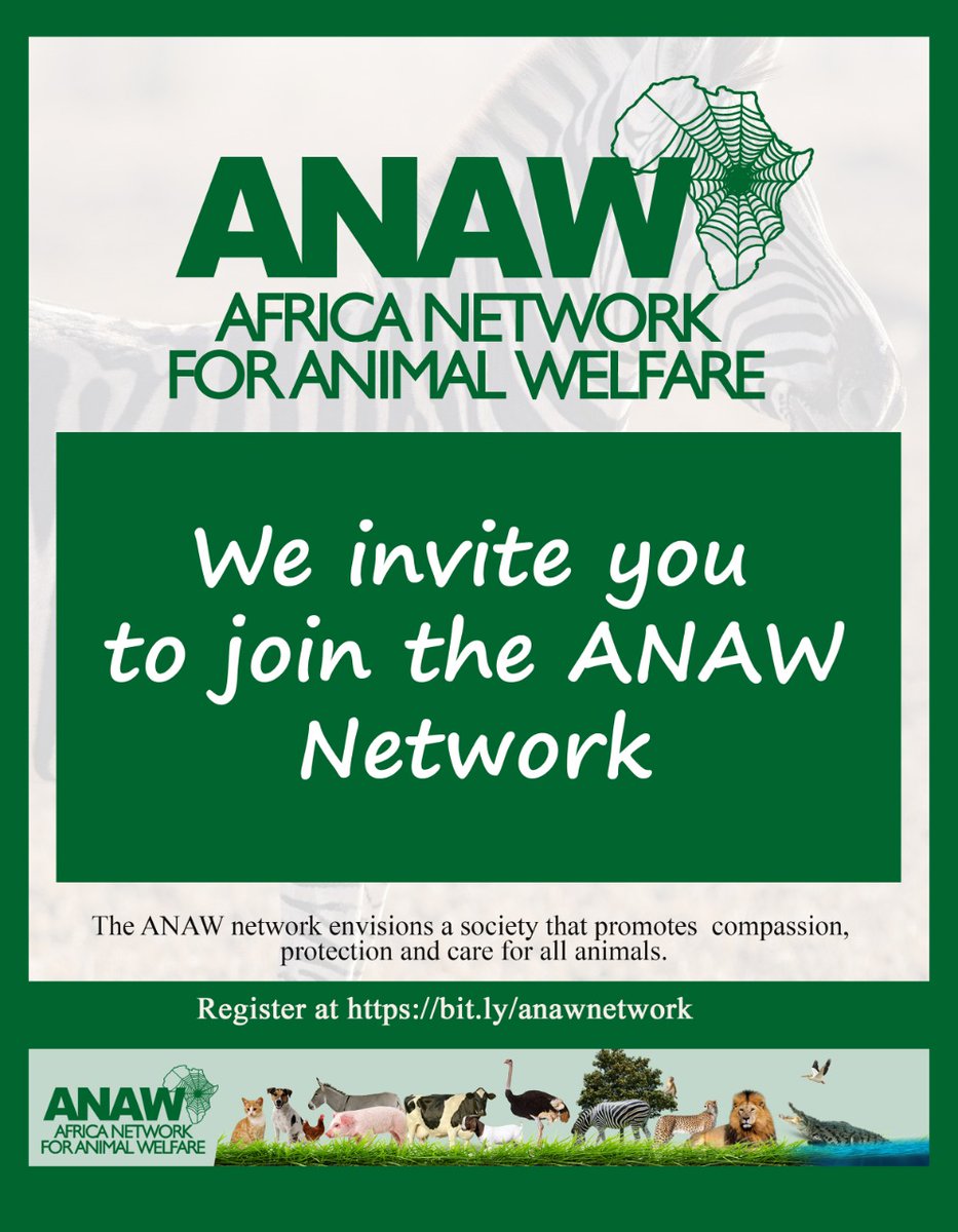 anaw_africa's tweet photo. ANAW Network Partners provides a platform that is a culmination of celebrated collective occurrences, efforts, attitudes, and actions that promote animal welfare in Africa.
Register now at:
https://t.co/VLWBzXMdYD
#AnimalWelfare #ANAWNetwork #NetworkPartners #BeKindToAllAnimals https://t.co/foQFxGgRmm