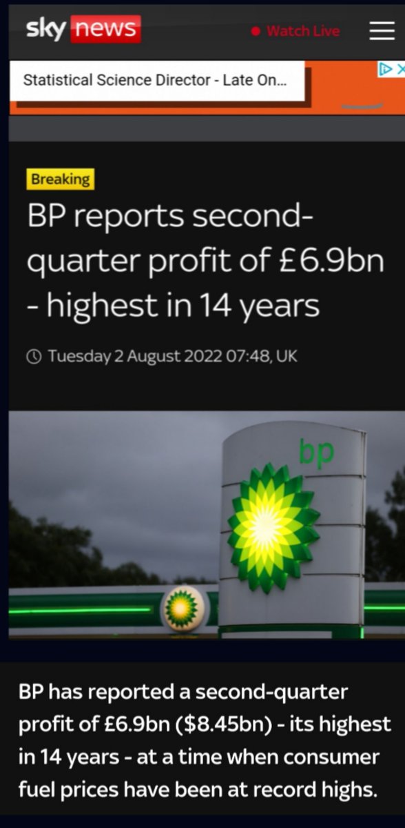 BrutalEcho's tweet photo. Are we sure #CostOfLivingCrisis is caused by Russia-Ukraine war?

Then explain this 👇

BBC News - BP reports highest profit in 14 years.

Shell posts £10 billion quarterly profits.

British gas owner Centrica profits increase five-fold.

#r4today #FuelPrices #EnergyCrisis https://t.co/ueZBnU0wg2