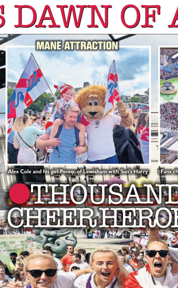 LiamColemann's tweet photo. MANE ATTRACTION: Yesterday The Sun's Harry Mane was down at Trafalgar Square to join in the celebrations with the Lionesses. And at least someone spared a thought for me dressed in the suit when the sun was blaring down! https://t.co/UGourgjvOU