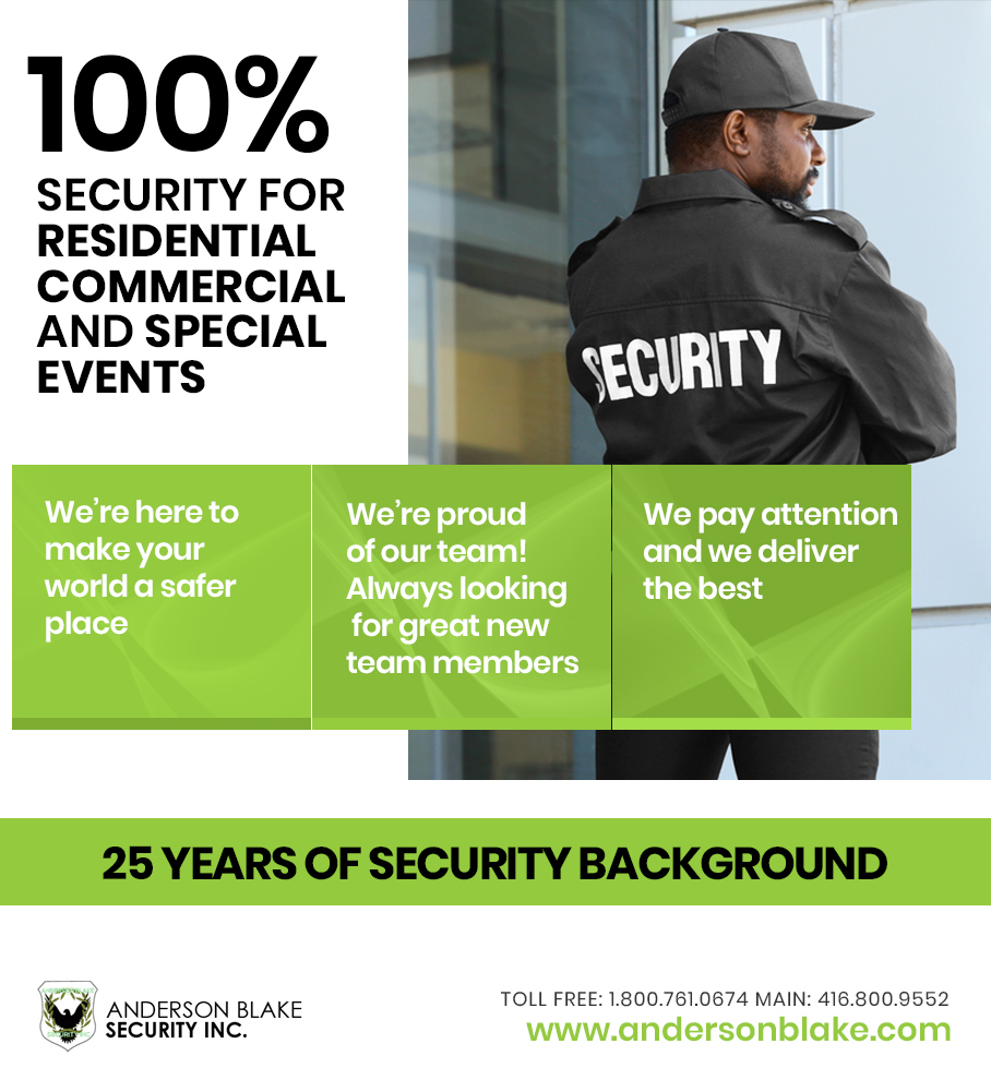 Contact Anderson Blake Security:
Call us at 416-800-9552
andersonblake.com
#security #securityservices #SecurityGuard  #residentialsecurity #commercialsecurity #eventsecurity #mallsecurity #plazasecurity