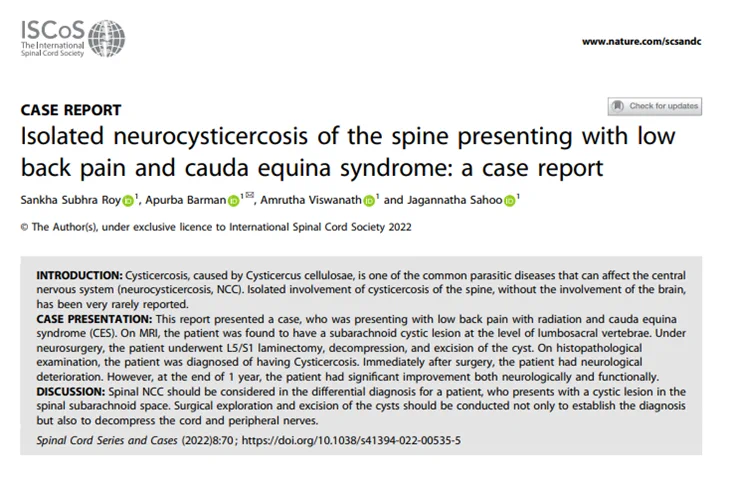 Isolated neurocysticercosis of the spine presenting with low back pain and cauda equina syndrome: a case report