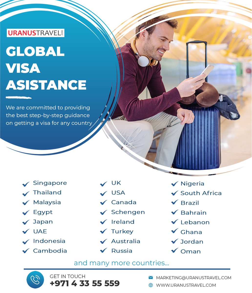 Global Visa Assistance !
We are committed to providing the best step-by-step guidance on getting a visa for any country.

Enquire bit.ly/30nCumK 

#businesstravel #europevisa #egyptvisa #schengenvisa #travel #Holidays #tourism  #uranustravel #usavisa #ghanavisa #dubai