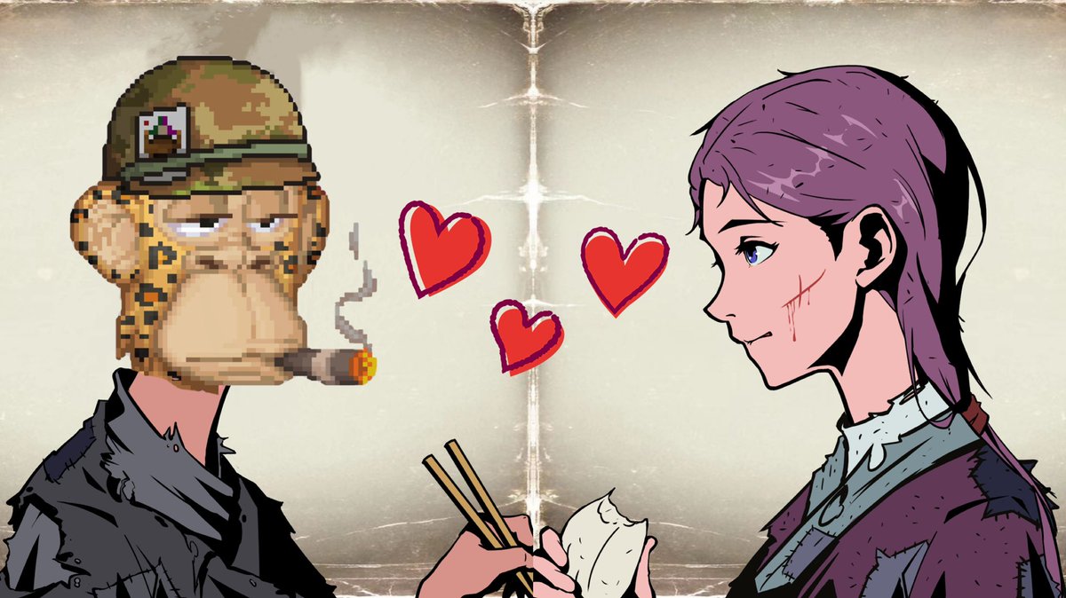 I don't want to believe in the distance between us across chopsticks and buns, apes and humans, BBYCs and LINGs.

Our love can overcome all difficulties.

Happy Chinese Valentines Day!
<a href="/BoredBitsNFT/">Bored Bits Yacht Club</a> #BBYC <a href="/LingNFT/">凌风啸 LING - REBORN 🌪️</a> #beggarlovebeggar