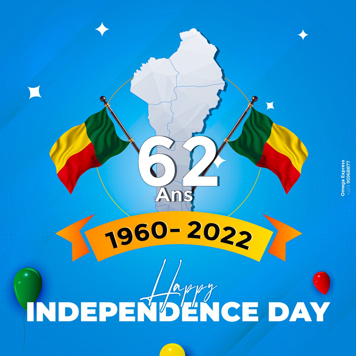 ManoKristal's tweet photo. Nous souhaitons une excellente célébration des 62 d'indépendance à tout le peuple béninois 🇧🇯
#BeninIndependance
#waxeho
#Omegaexpress https://t.co/slleh24Hix