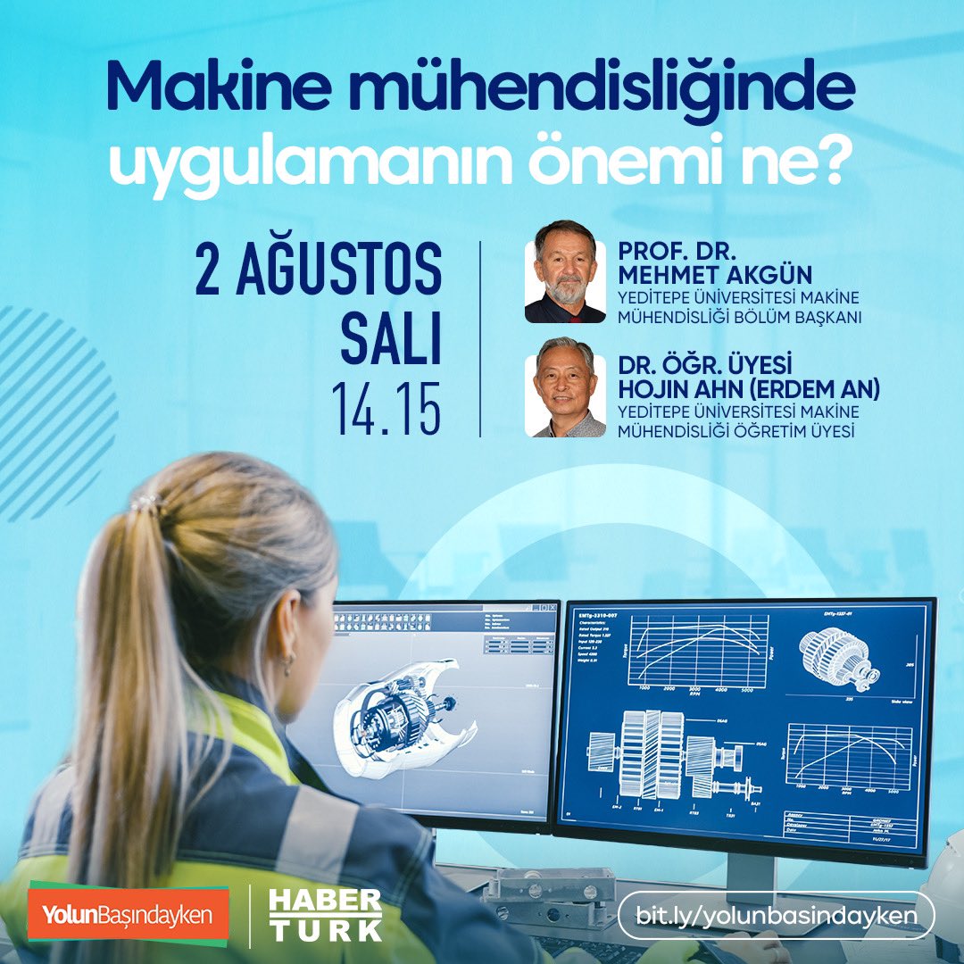 Yolun Başındayken (@ybasindayken) on Twitter photo Mühendislik eğitiminde neler değişti?
Makine mühendisliğinde uygulamanın önemi ne?
<a href="/YeditepeUni/">YeditepeÜniversitesi</a> Makine Mühendisliği Bölüm Bşk. Prof. Dr. Mehmet Akgün ve Makine Mühendisliği Öğr. Üyesi Hojin Ahn (Erdem An) anlatıyor.
Yolun Başındayken 2 Ağustos Salı saat 14:15'te Habertürk’te Mühendislik eğitiminde neler değişti?
Makine mühendisliğinde uygulamanın önemi ne?
<a href="/YeditepeUni/">YeditepeÜniversitesi</a> Makine Mühendisliği Bölüm Bşk. Prof. Dr. Mehmet Akgün ve Makine Mühendisliği Öğr. Üyesi Hojin Ahn (Erdem An) anlatıyor.
Yolun Başındayken 2 Ağustos Salı saat 14:15'te Habertürk’te