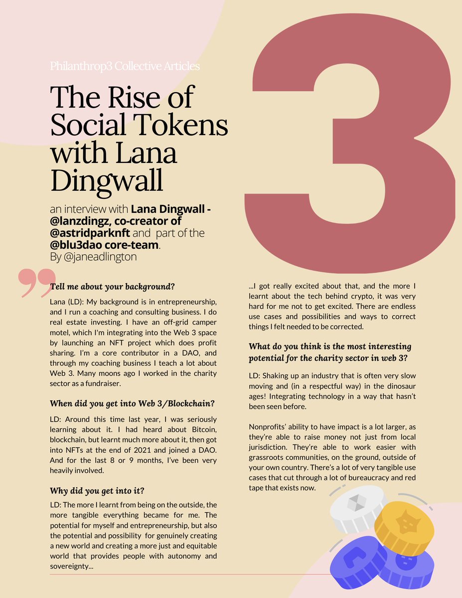 PHILANTHROP3_'s tweet photo. We're hanging off @lanzdingz every word in the new @PHILANTHROP3_ article, 'THE RISE OF SOCIAL TOKENS'. Utilise blockchain technology to reward volunteers, donors and supporters. Create a micro-economy for your community and change the game!
Read now at: https://t.co/f5eQ2iPSbX https://t.co/afPtOF9KBV