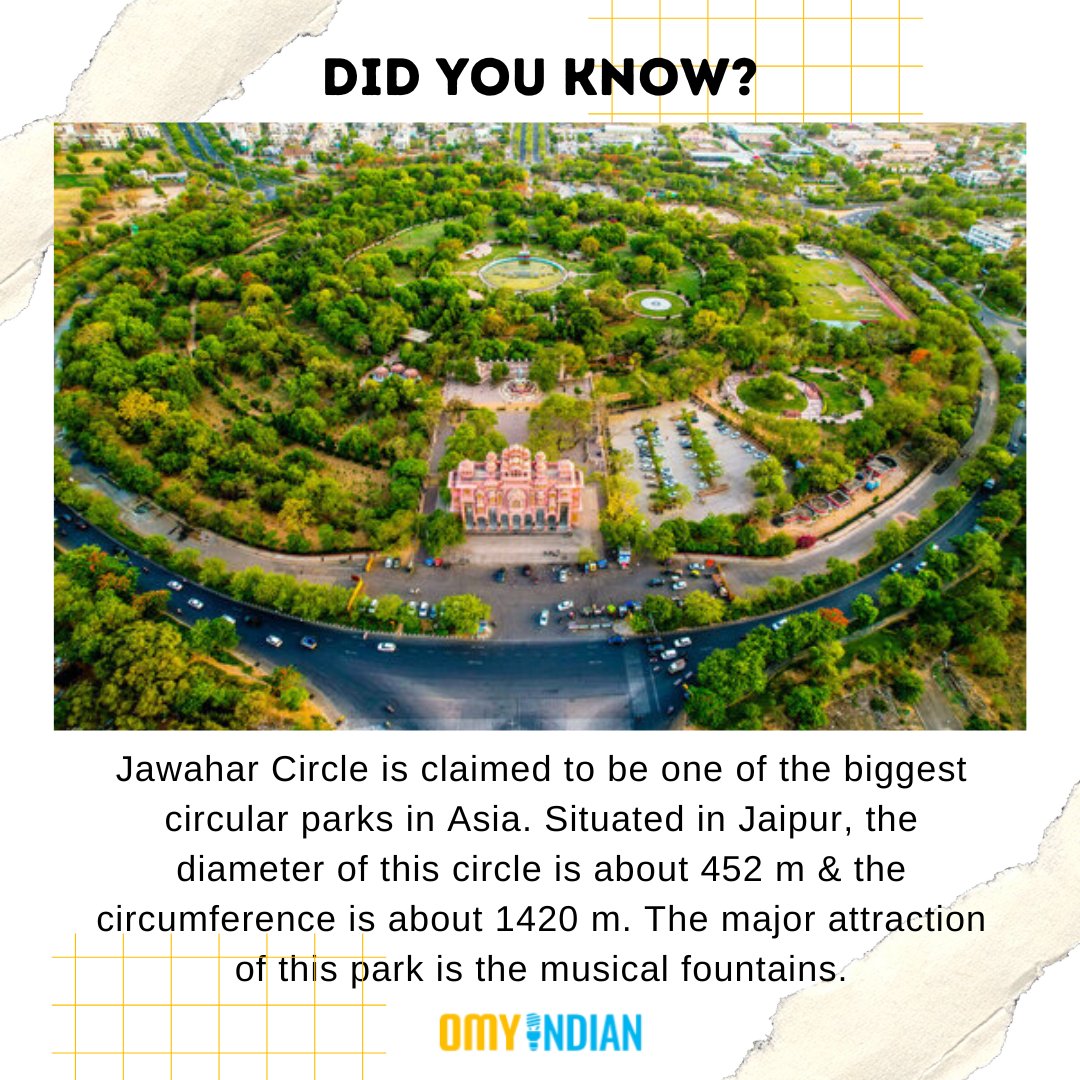 omyindian's tweet photo. ๐Jawahar Circle , Jaipur
The circular park is surrounded by rose garden. The water level of the musical fountains reaches about 25 ft and it can also display lights in 316 colours at night.
#omyindian #Jaipur #Rajasthan #travel #traveling #travelphotography #India https://t.co/c4DwS56iuh