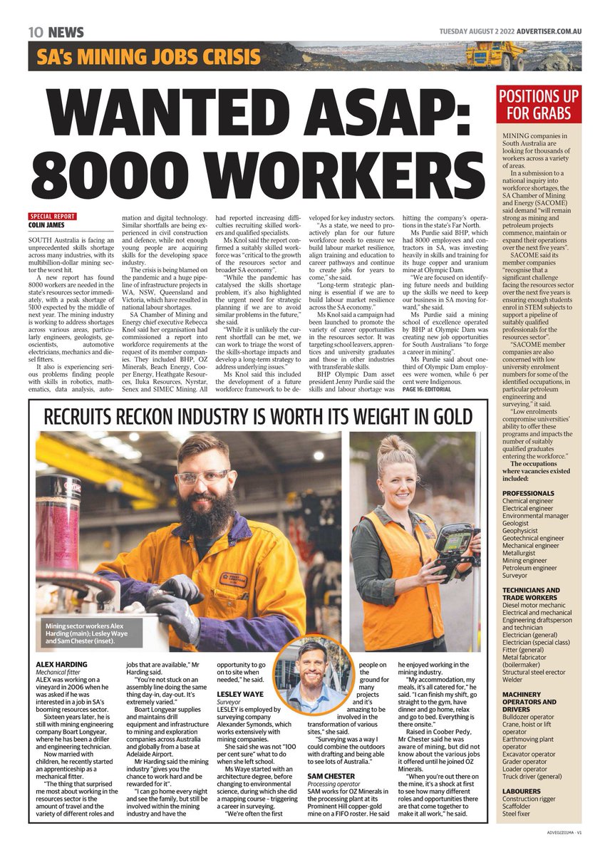 alexsymondsAU's tweet photo. Ever considered a career in the Spatial and Surveying sector? @Mining_EnergySA
https://t.co/QAFYQcUU54
Lesley from #AlexanderSymonds recently gave an interview to @theadvertiser outlining her journey into #Surveying. Check out our #careers page on https://t.co/vr6SvaYnrG
#SACOME https://t.co/j6l7FXOamx