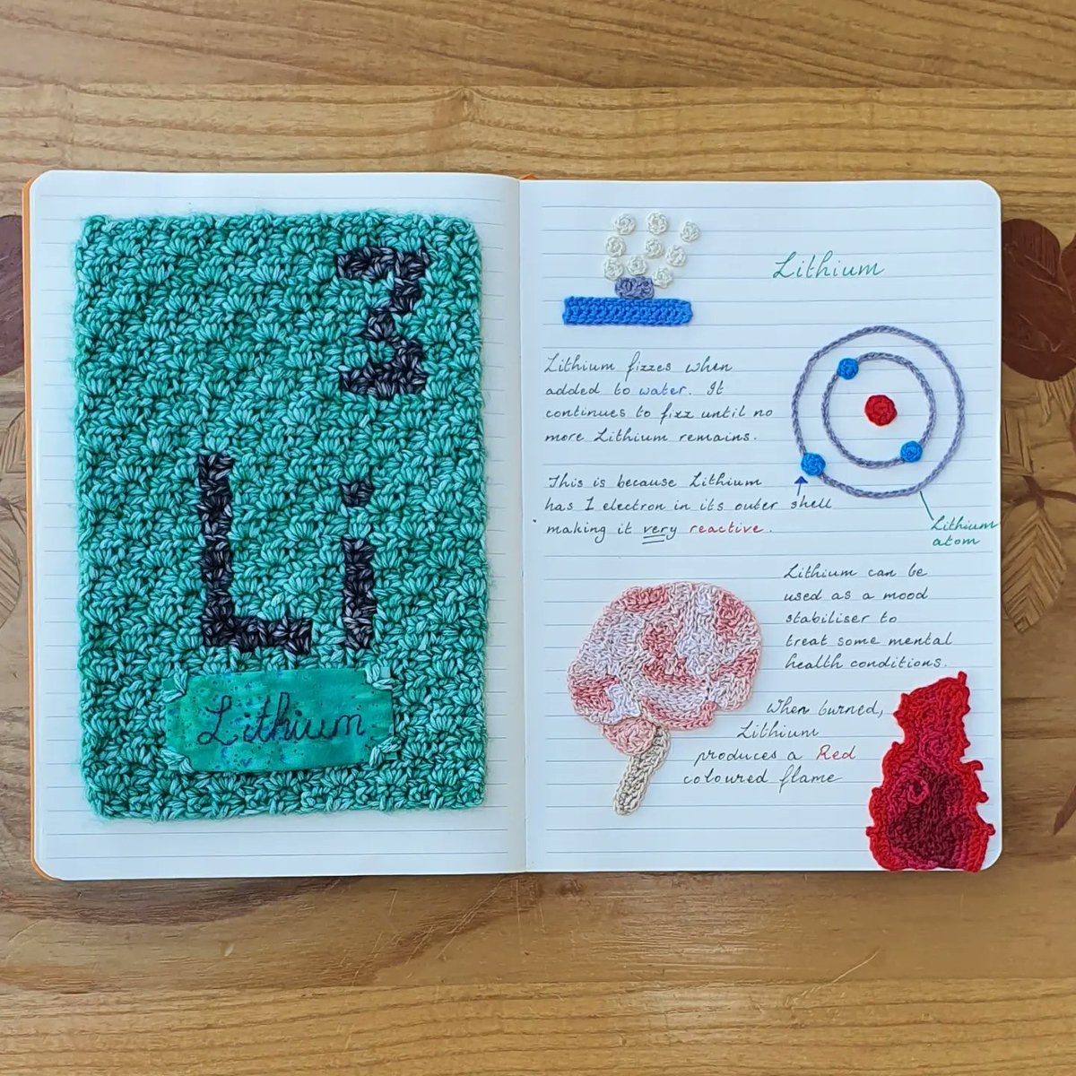 WoolyScientist's tweet photo. I am very slowly making my way through the Periodic Table in crochet! Earlier this year I decided I'd have more fun if I made a crochet book to go alongside the finished blanket.... which is fun, but means slower progress!
#SciArt #SciComm #ScienceCrochet https://t.co/eQutQjxHho