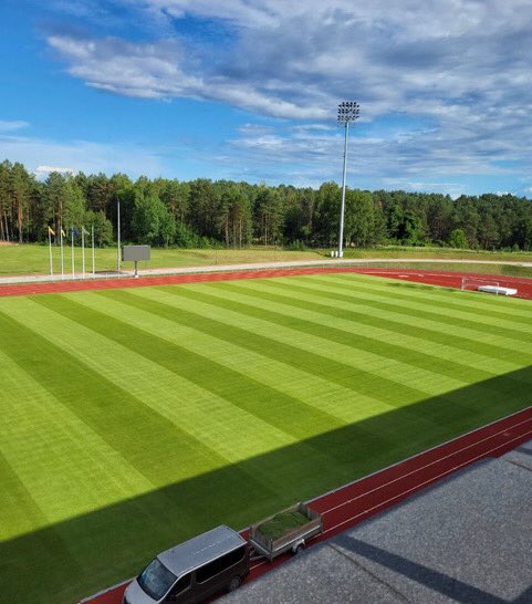AllettMowers's tweet photo. A few photos from Lithuania Sport center complex Druskininkai stadium. Cut with an ALLETT Buffalo 34 https://t.co/mVzlXtJZPB #allettmowers #lithuania #football #turf #groundsman https://t.co/QYfnzKPAZC