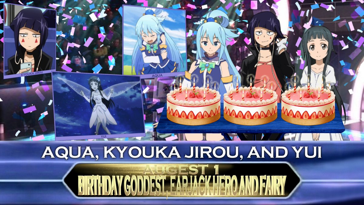 Anime_Q_Cal's tweet photo. 🎂 #HappyBirthdayKyoukaJirou #KyoukaJirou #EarphoneJack #耳郎響香誕生祭2022 #耳郎響香生誕祭2022 #耳郎響香 #ヒアヒーローイヤホンジャック #HappyBirthdayAqua #Aqua #アクア生誕祭2022 #アクア #HappyBirthdayYui #Yui #ユイ誕生祭2022 #ユイ 🎂
🎂 #MyHeroAcademia #Konosuba #SAO_Anime 🎂 https://t.co/lpQ1Ask3hQ