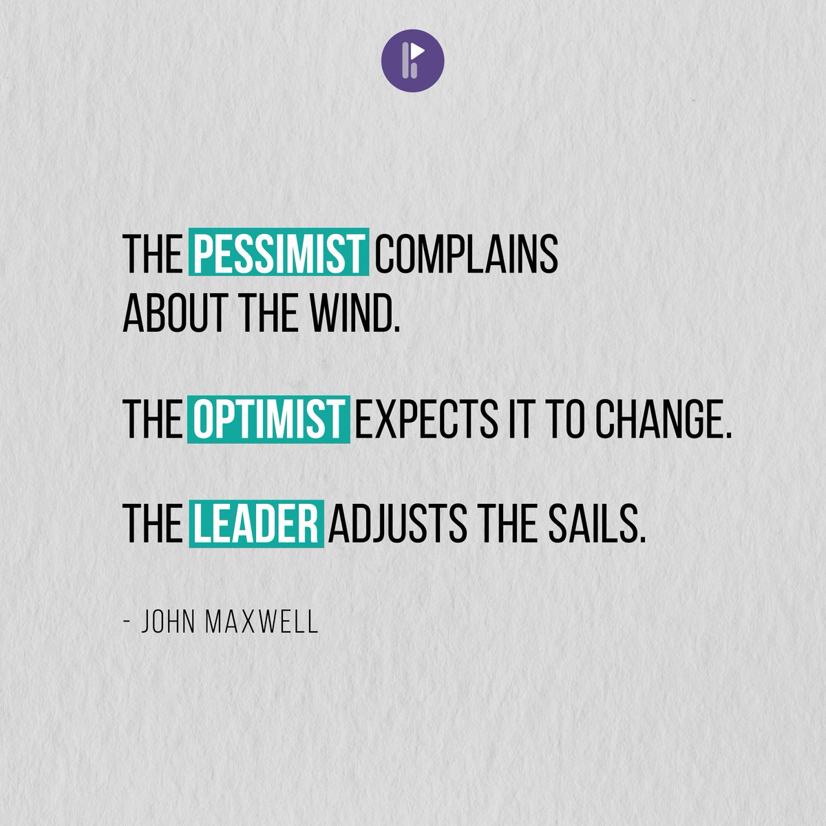 How do you approach challenges at work?

Choose your reaction to let us know

🤔 - complain about the winds

💡 - expect it to change

👍 - adjust the sails