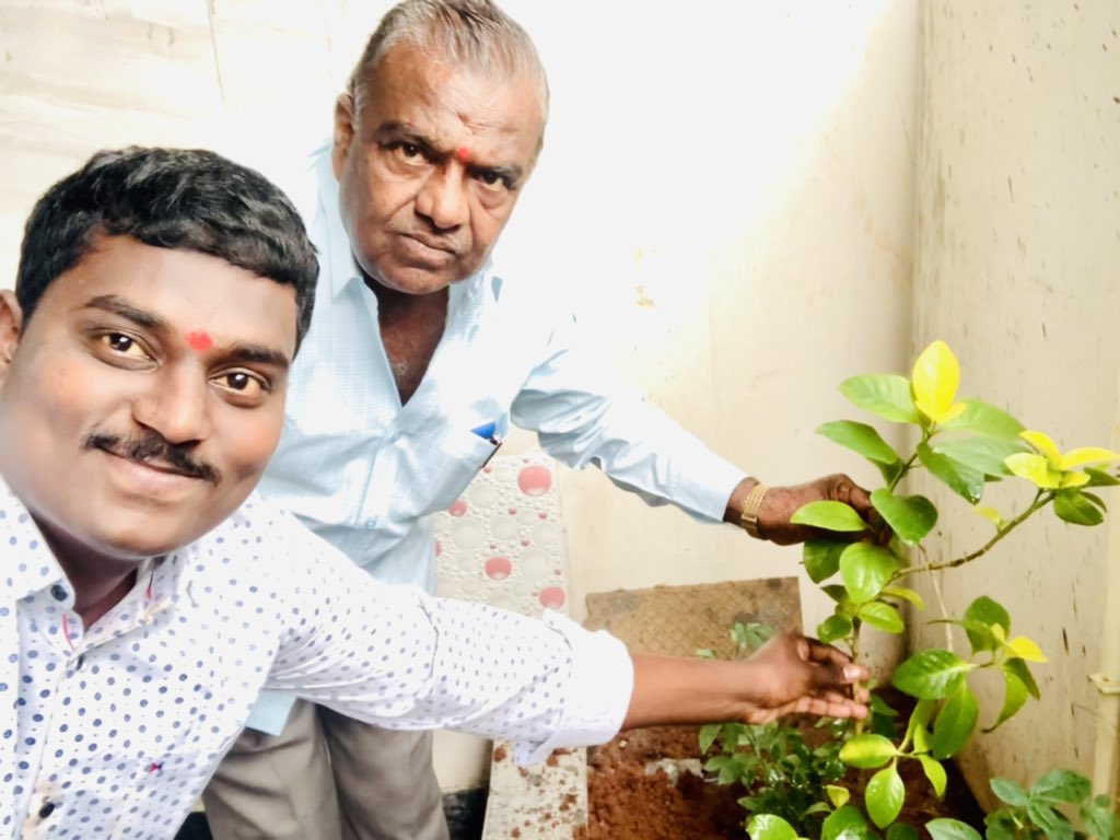 Planted Sapling Along with My Father NIMMALA VENKAT REDDY garu On Occassion of His Birthday As a Part of My Mentor @MPsantoshtrs Anna garu’s #GreenindiaChallenge 

#HappyBirthdayDad 🌱🌱 @MPsantoshtrs