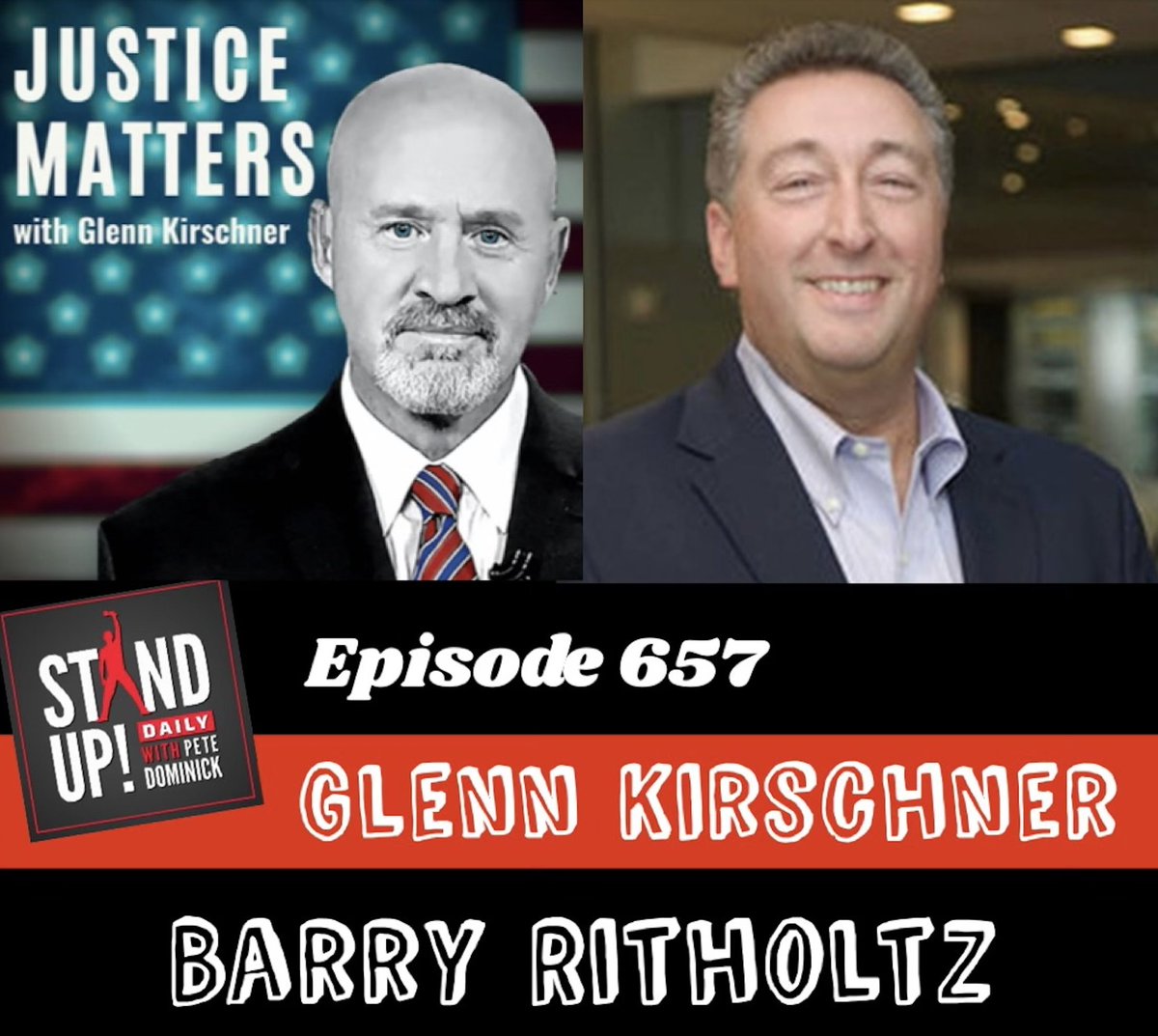 PeteDominick's tweet photo. I just posted the Tuesday episode of @StandUpWithPete and I brought out the heavy hitters. @glennkirschner2 and @ritholtz. You're going to want to listen https://t.co/NE1XSRKS8F https://t.co/L6iUZHygjE