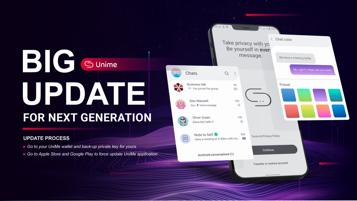 ANNOUNCEMENTS:

Next generation for UniMe is coming soon with more security, more scalability and better experience.