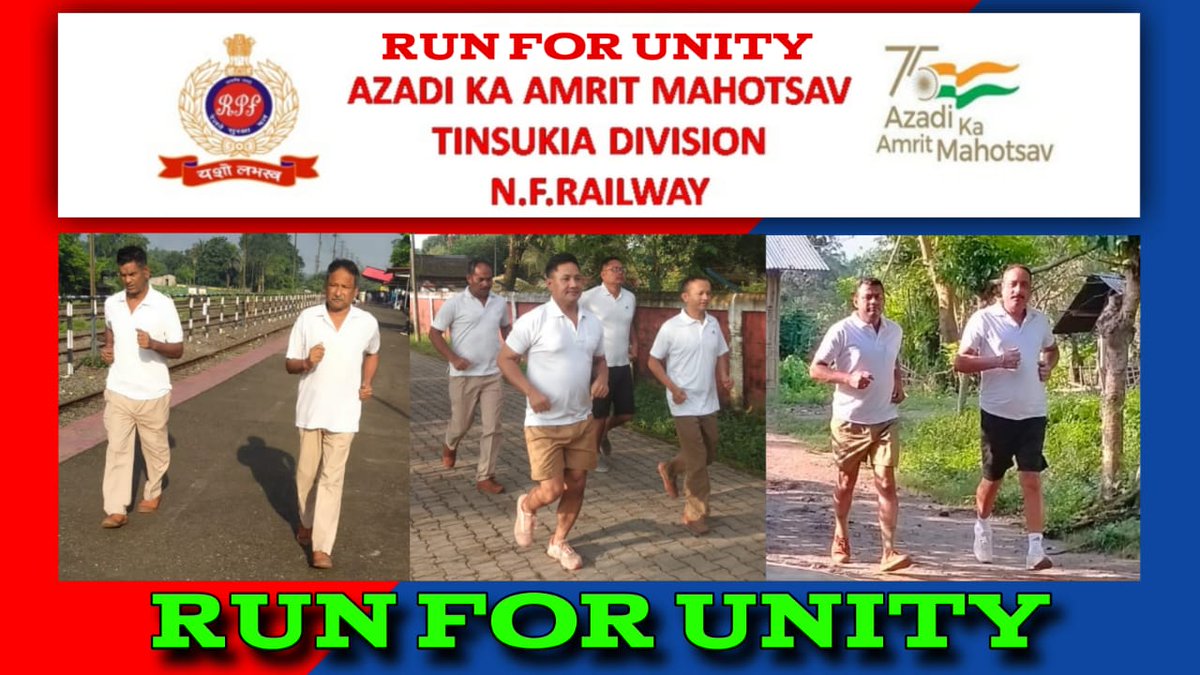rpfnfrtsk_'s tweet photo. As a part of #AzadiKaAmritmahotsav celebration, RPF Tinsukia division organaised Run For Unity Programme across many stations in Tinsukia division. 
#HealthIsWealth
@drm_tsk
@RPFNFR https://t.co/YHnDDpC4yf