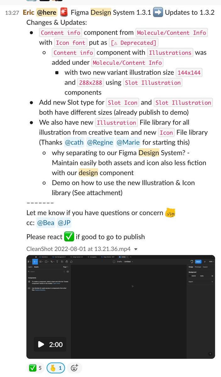 Here's a sneak peak of how we asynchronously maintain and communicate changes to our design system in <a href="/paymongo/">PayMongo</a>.

Shout out to @ericsonluciano, <a href="/japesjuinio/">JP</a> and the rest of the UI designers for being proactive and collborative!