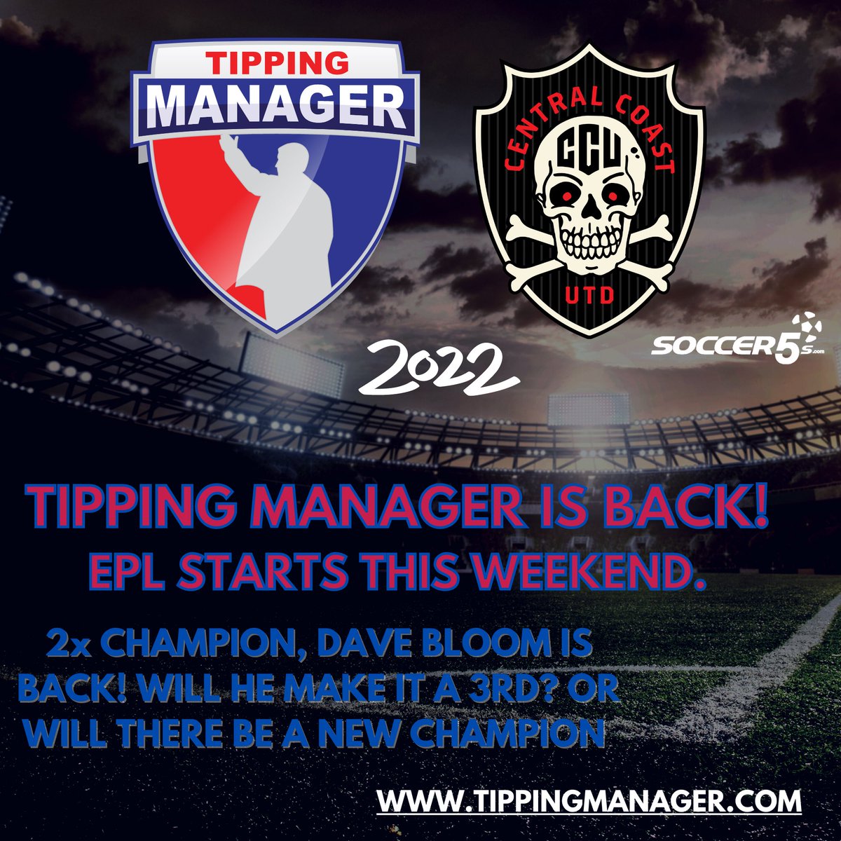 EPL Season 2022/23 starts this Friday. Join our Tipping competition and see if you can beat 2x Champion Dave Bloom! 

🔗 tippingmanager.com 

Download the app via Apple store 📲

Sign up and join our private league with code: epl2223

Over $2600 of prize money 🤝🏽