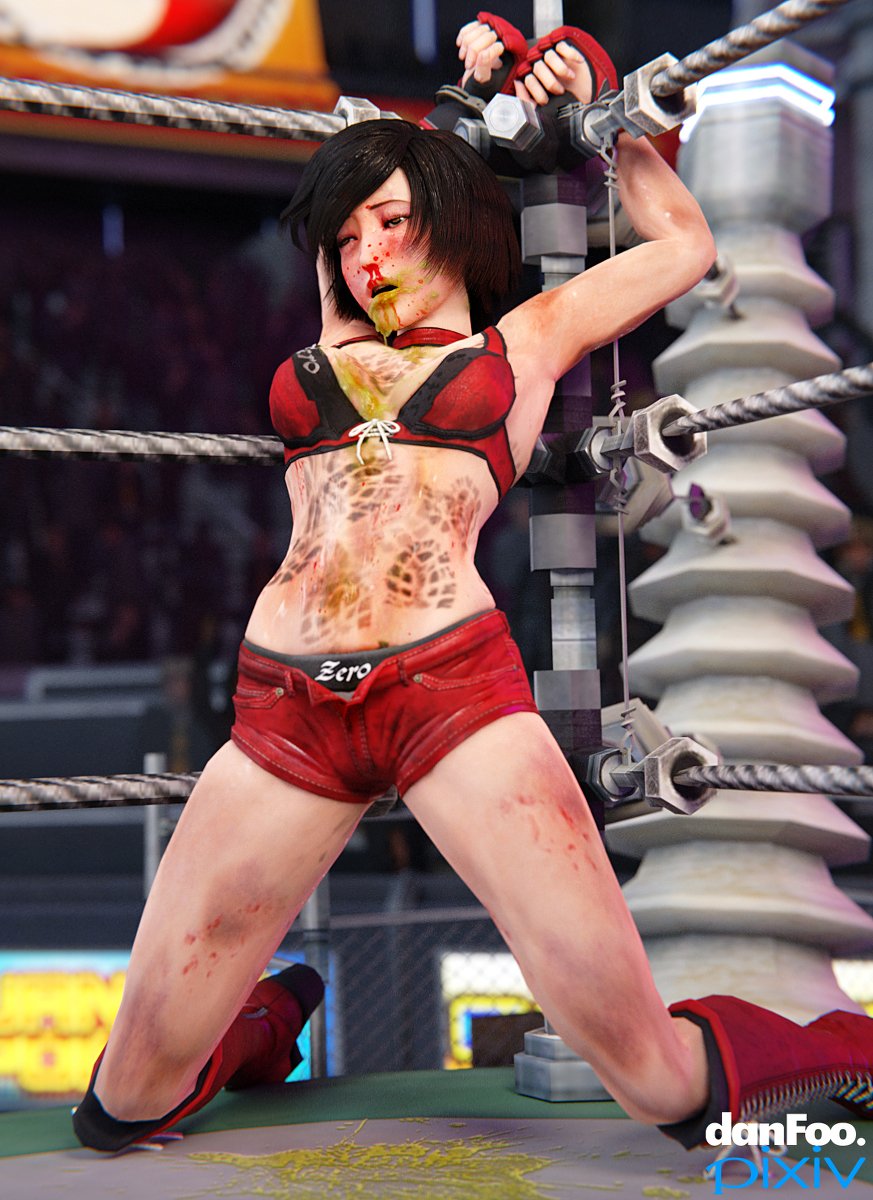 danFoo3D's tweet photo. [R-18] Reiko Hinomoto Defeated #ゲロ #ランブルローズ #日ノ本零子 #リョナ #腹パンチ #鼻血 #拘束 #プロレス https://t.co/Rj9lmIfcVV https://t.co/LqQ9dH9hU8
