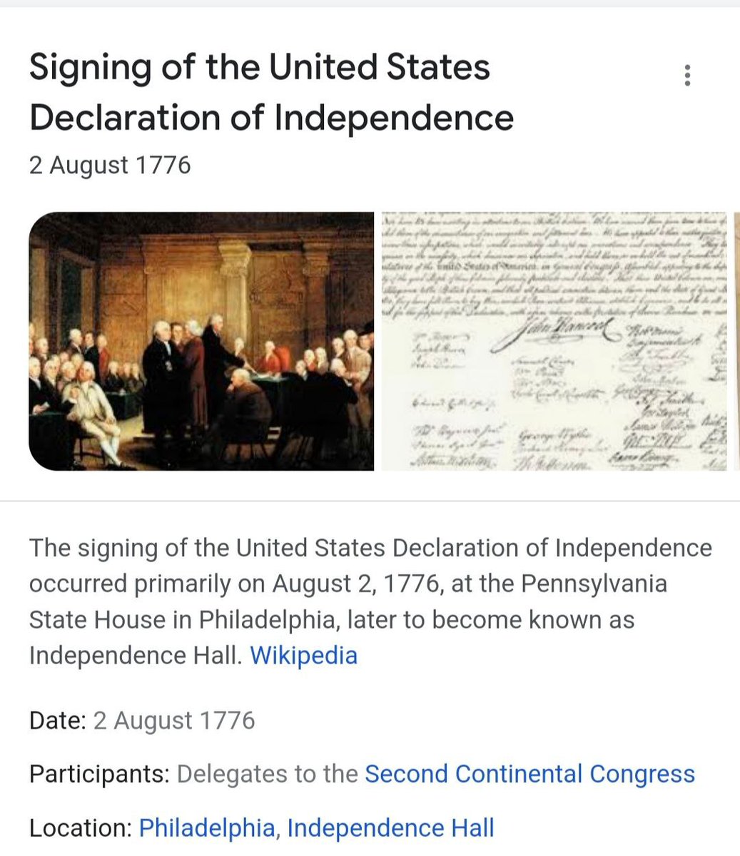 Signing of the United States Declaration of Independence
August 2 1776
Q1776
