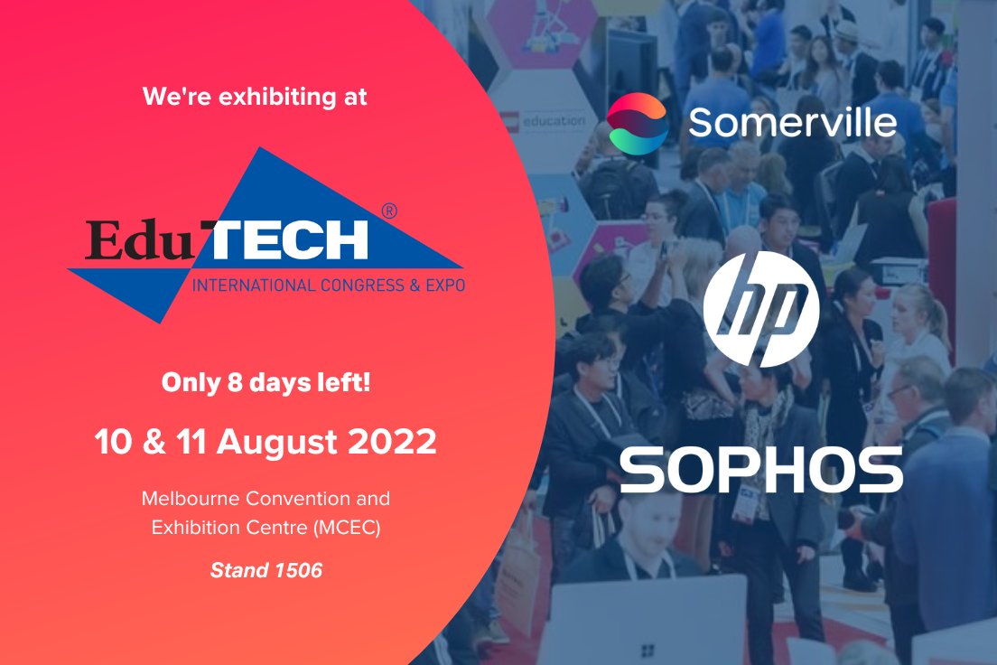 Only 8 days to go for EduTECH Australia! 

We're happy to be there with our strategic partners HP and Sophos, visit our stand #1506.

#edutech #edutechau #techforschools  #itendtoend