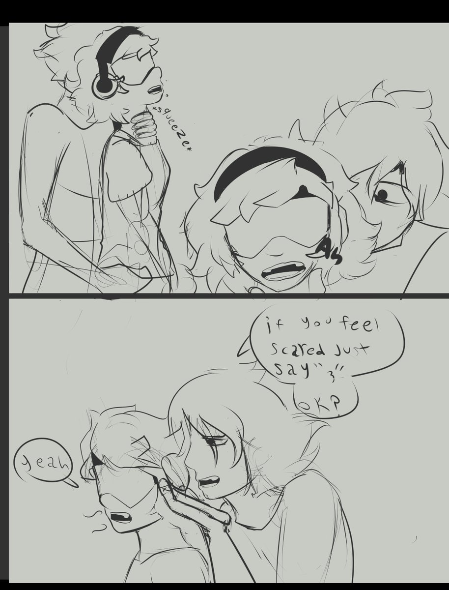 Scribledeggs's tweet photo. CW: The content being addressed contains consensual choking between two consenting adults.

Peridots Night. part 5
Peridot is scared of storms so Lapis comforts her.
#lapidot #humanau #lapisXperidot https://t.co/iIDDF6og0H