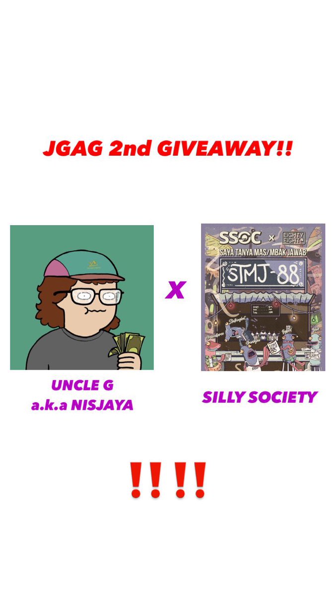 NISJAYA8989's tweet photo. ⚠️JGAG 2nd GIVEAWAY GO GO ⚠️

😎😎@NISJAYA357 x @SillySocietyNFT x @88F_org to give 5 Superb WL 😎😎

To enter:
1️⃣  Follow @SillySocietyNFT @NISJAYA357 @88F_org 
2️⃣  Like + RT 
3️⃣  Tag 3 friends

6 hours 🤑
#NFTGiveaway #88F #TogetherForFortune #JGAG #NFTs #Airdrop #Web3 https://t.co/fqjULt4rry