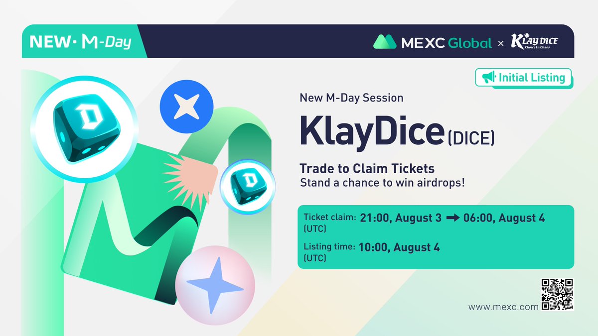 🚀Launching the new M-Day with <a href="/klaydice/">KlayDice</a> - 1,000,000 $DICE for grabs!

📈Trade the specific cryptos (Spot, ETF, Margin &amp; Futures) on #MEXC to be eligible

Details: bit.ly/3zsKuDu

💚 Sign up: bit.ly/3nX4h91

#KlayDice #Mday #findnextmoonshot