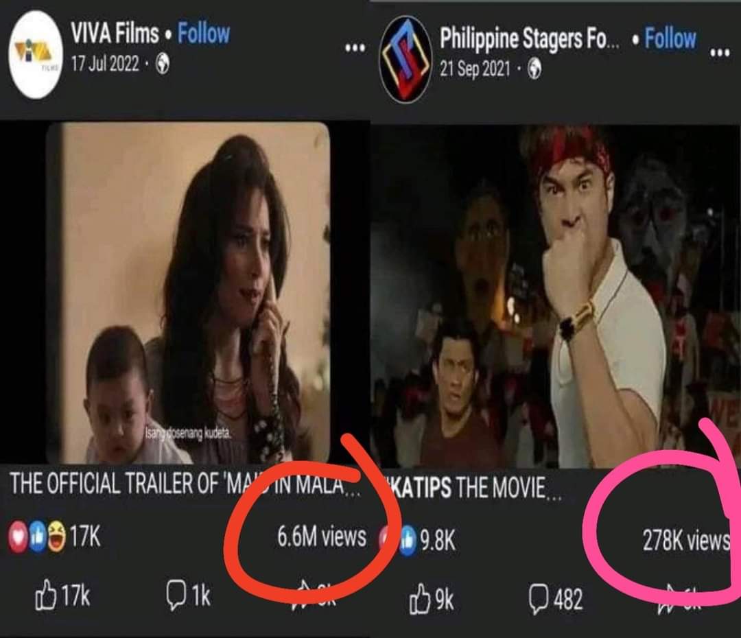 Trailer palang olats na ang kabila , parang 31M vs 15M lang🤣🤣🤣