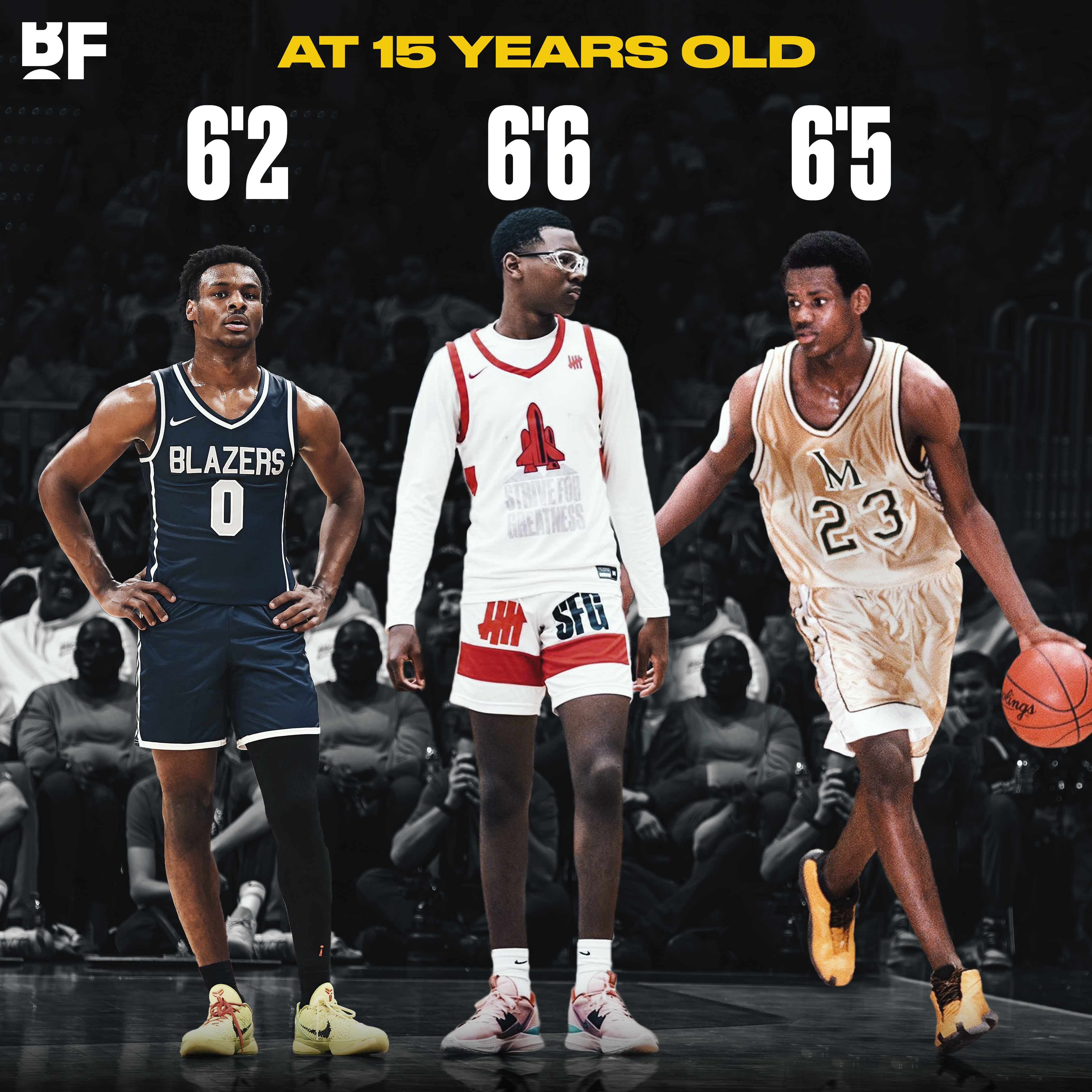 Basketball Forever on X: Bryce James suddenly taller than LeBron was at  the same age! 🤯  / X