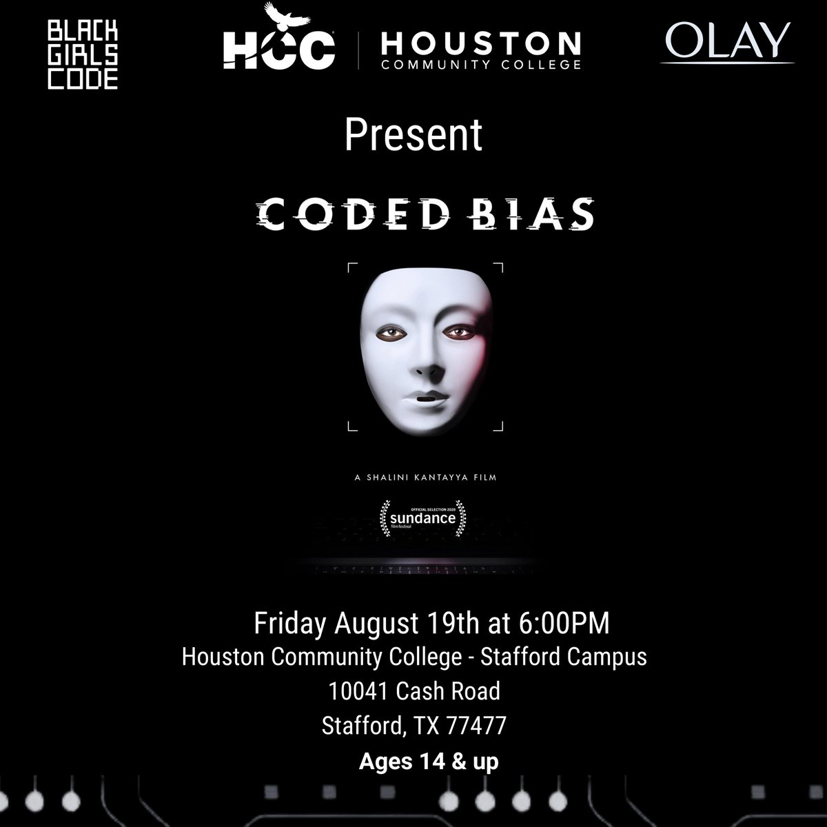 BGC Houston (@volunteerbgchou) on Twitter photo We're hosting a @BlackGirlsCODE movie screening of the <a href="/CodedBias/">Coded Bias Documentary</a> film with Houston Community College (<a href="/WeAreHCCS/">Houston Community College Official</a>) and <a href="/OlaySkin/">OLAY</a>! It's for young ladies, ages 14-17.
RSVP here: bit.ly/3Jna0yx
#BGCHou #FutureTechBoss #CodedBias We're hosting a @BlackGirlsCODE movie screening of the <a href="/CodedBias/">Coded Bias Documentary</a> film with Houston Community College (<a href="/WeAreHCCS/">Houston Community College Official</a>) and <a href="/OlaySkin/">OLAY</a>! It's for young ladies, ages 14-17.
RSVP here: bit.ly/3Jna0yx
#BGCHou #FutureTechBoss #CodedBias