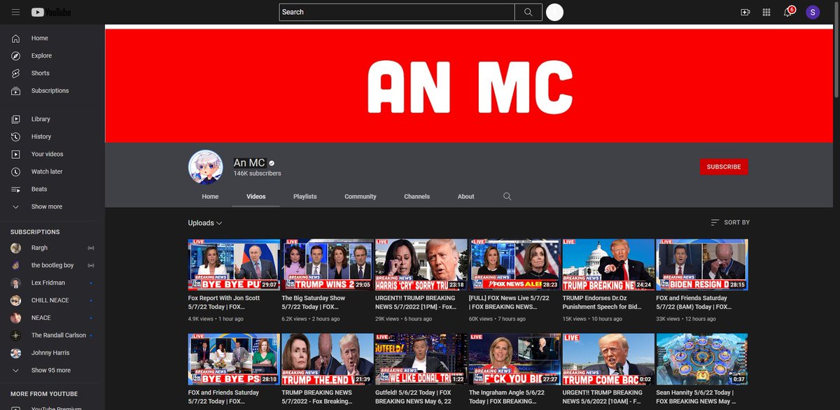 SethCapaldi's tweet photo. @MoistCr1TiKaL hey man, been trying to give this information to literally anyone who will listen, long story short - foreign gaming channels being hacked to post entire fox news segments with boomer tuber click bait, ruining channels - DO NOT REPORT THE CHANNELS OR VIDEOS https://t.co/B3Hff8pg4K