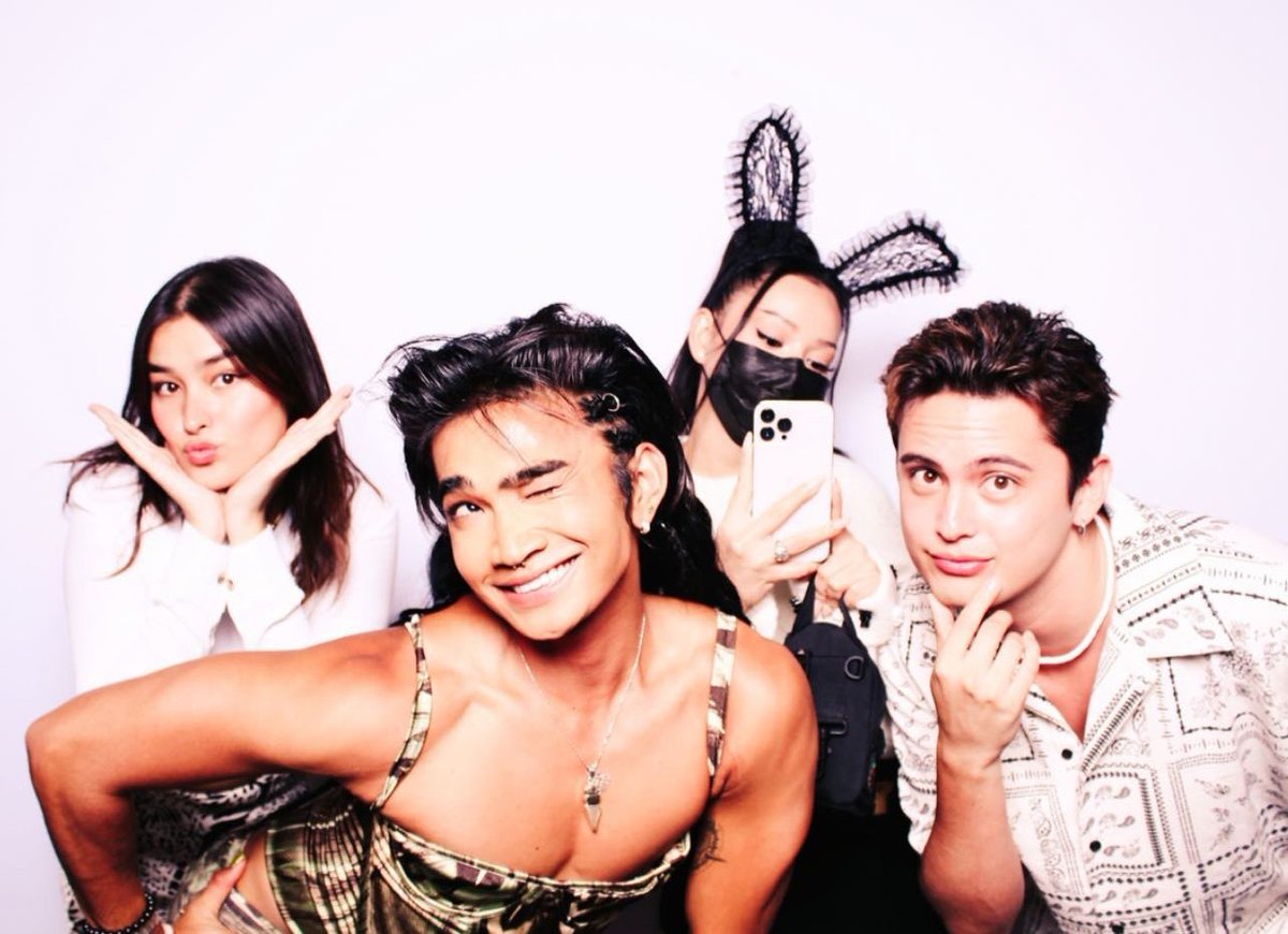 lizagallery's tweet photo. liza, bretman, bella and james in one frame is a cultural &amp; historical reset!!!! https://t.co/HWch1g02mW