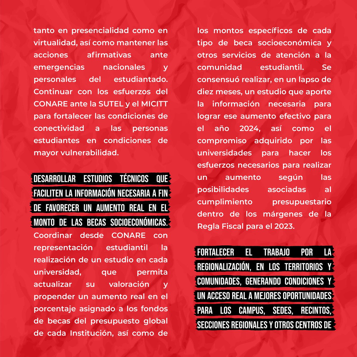 FEUNA_CR's tweet photo. 🚨 ¡Información importante! 🚨
Te compartimos el acuerdo entre Las Federaciones y Las Rectorías de las U Públicas sobre temas de trascendencia de las instituciones, entre ellas el ajuste necesario a las becas, evaluación docente y regionalización.
#FEUNA https://t.co/iXZU0ejZz3