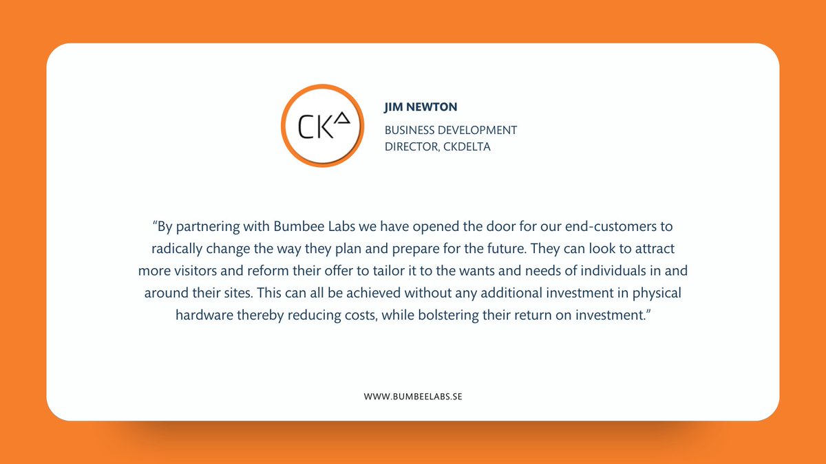 Our partners at CK Delta say that partnering with Bumbee Labs has opened the door for their end-customers to become better at attracting more visitors in a low-cost way.

Learn how you can increase your revenue: bit.ly/3yr8QhO

#locationintelligence #locationanalytics