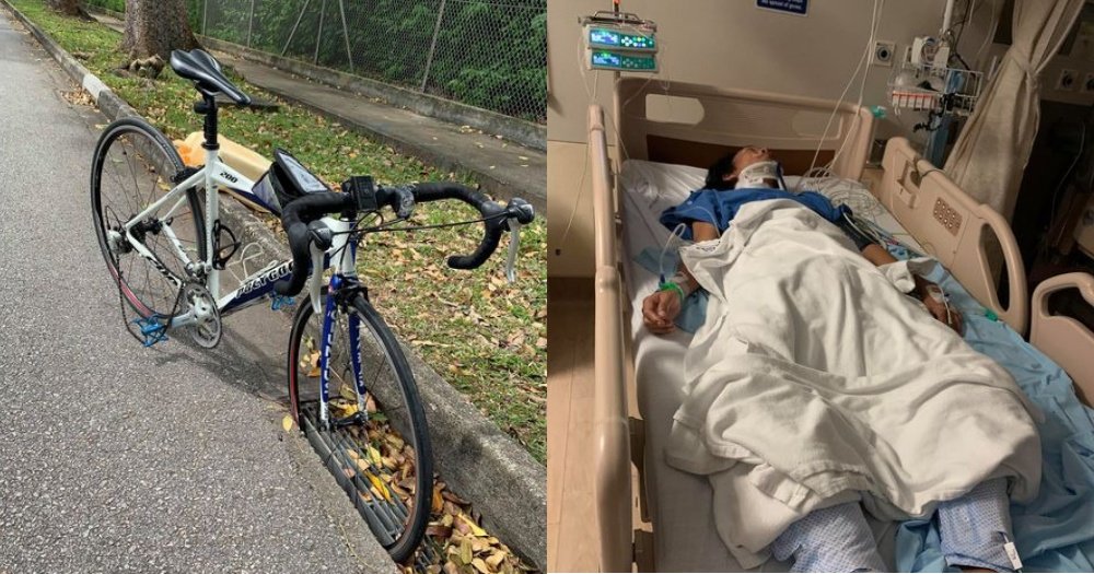 Mothership.sg on Twitter "Cyclist who fell off bicycle when wheel got