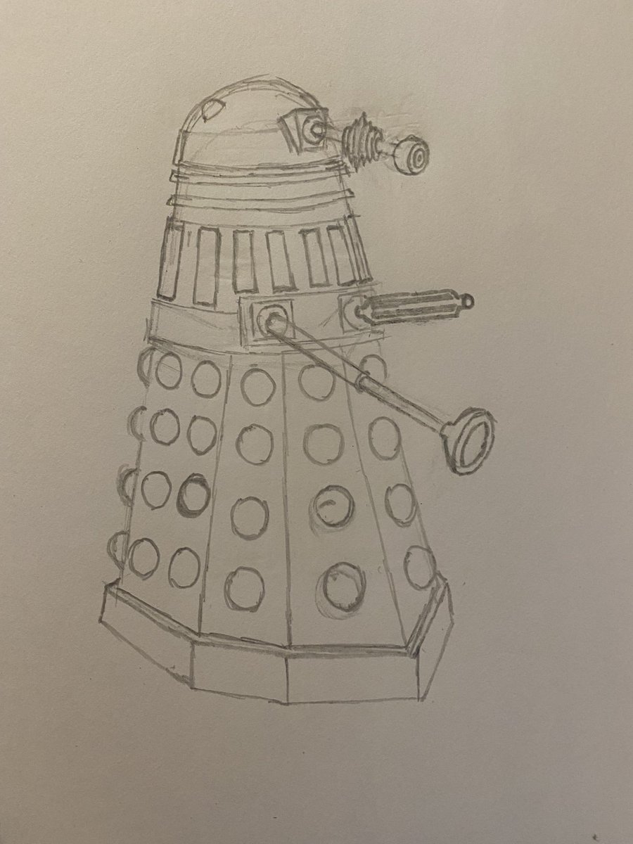 NewToWhoPodcast's tweet image. A wonky dalek I gone and drawed. With pics. Much love, sweet dorks! Col💙