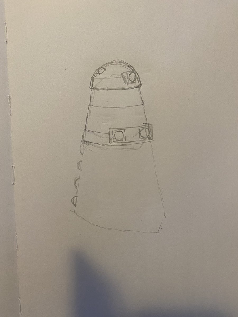NewToWhoPodcast's tweet image. A wonky dalek I gone and drawed. With pics. Much love, sweet dorks! Col💙
