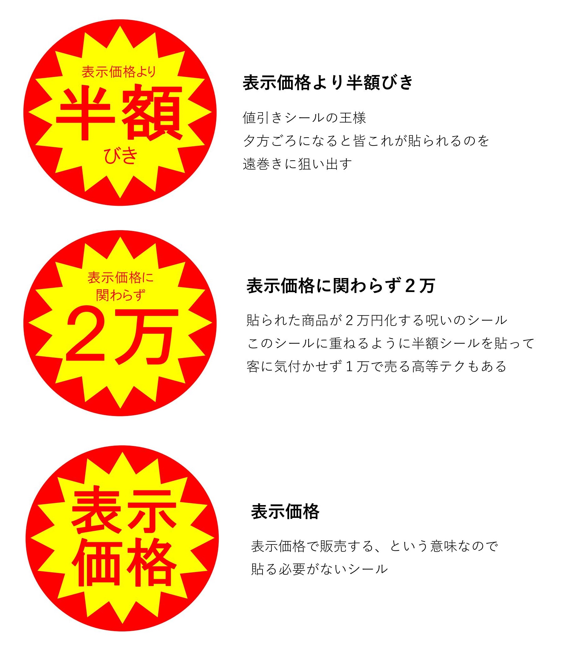テクダ 値引きシールの種類 T Co Xuqznyoieq Twitter