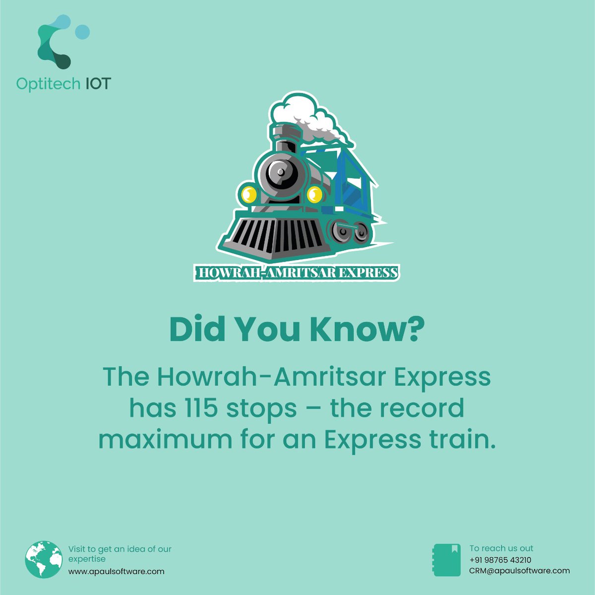 Optitech_APaul's tweet image. Can you answer??
#didyouknow #didyouknowfacts #factsmatter #informativepost #APaul #OptitechIOT #iotservices #iotsolutions #iottechnology #railway #indianrailways
#IoT