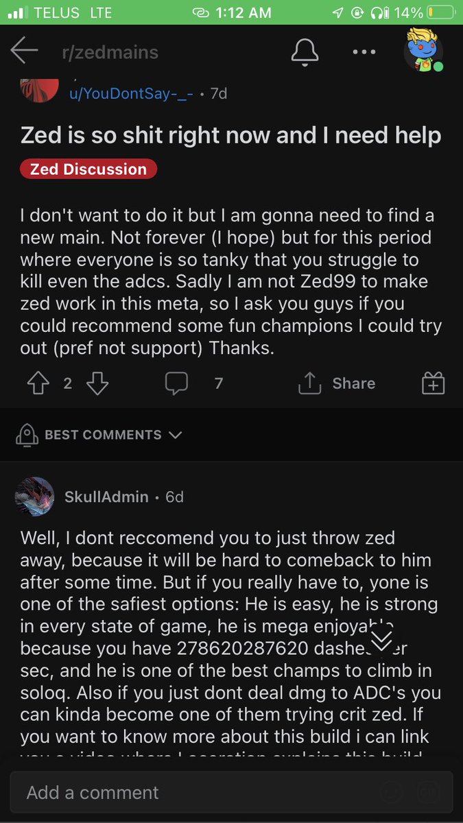 SavageYall's tweet photo. @SectorZeroGP @toners19 @RiotPhroxzon Lol..bro zed is really bad right now especially after the durability patch. Diana and Irelia for example are jus so much better and do so much more..u really outhere crying about zed lol..no one plays him right now for a reason... https://t.co/mtKmUY2IuP