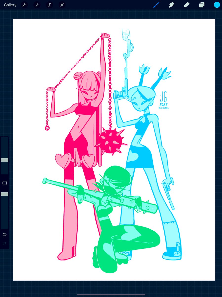 Jefraingg's tweet photo. Powerpuff gurls progress 
#powerpuffgirls #fanart #CartoonNetwork #procreateart https://t.co/MsOBmIoMTY