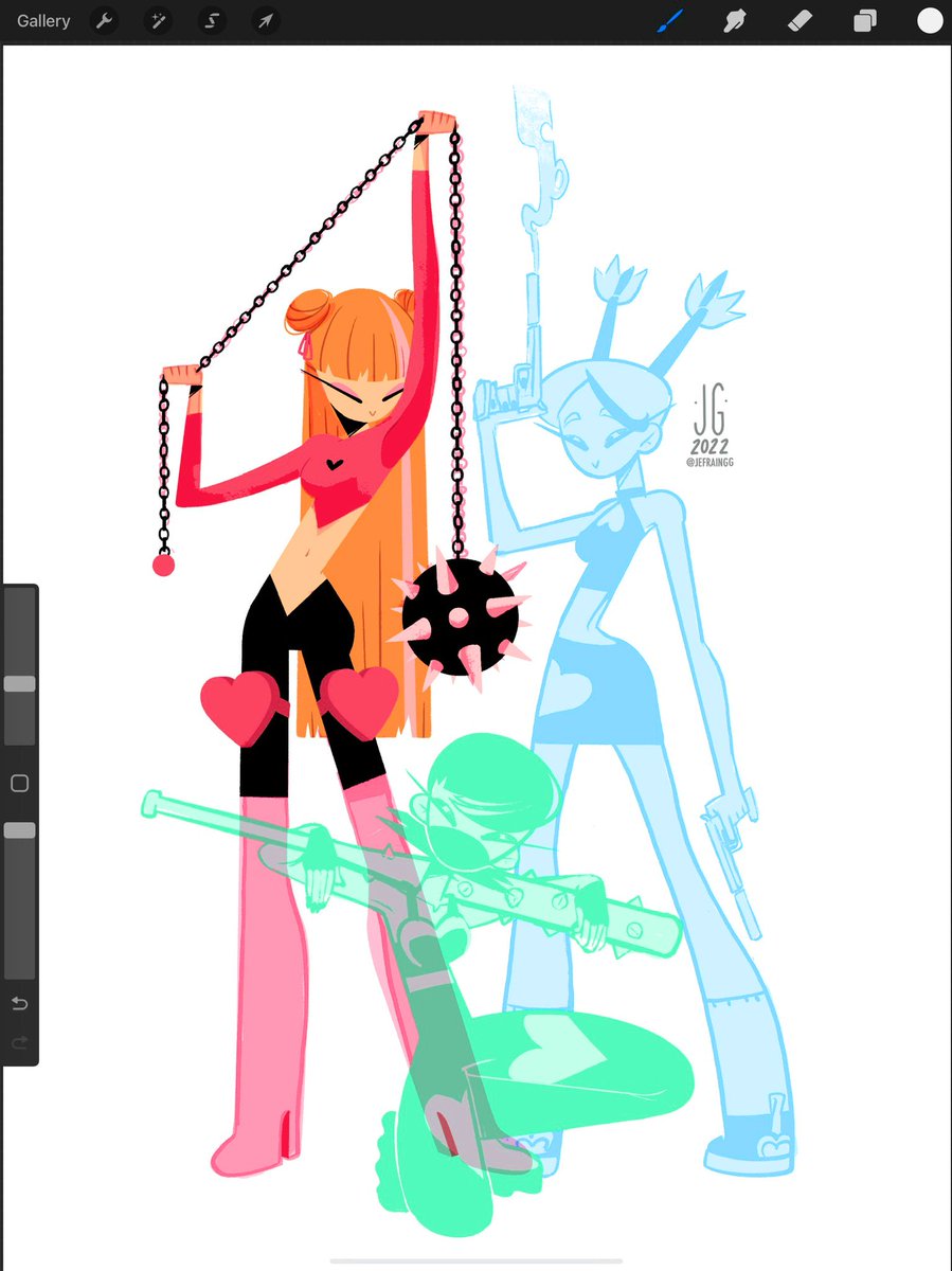 Jefraingg's tweet photo. Powerpuff gurls progress 
#powerpuffgirls #fanart #CartoonNetwork #procreateart https://t.co/MsOBmIoMTY