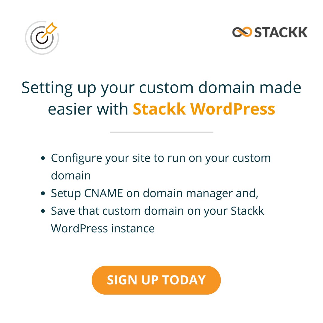Stackk2's tweet photo. Wondering how to add a custom domain to your Stackk WordPress website? 
Don't worry! Follow these 3 simple steps.
#WordPress #website #WordPresswebsite #customdomain #addacustomdomain #domainname #wordpresssite #wordpressinstance #stackk https://t.co/zhzDTWk7nj